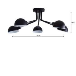 Elements Borr Black 5 Light Semi Flush Ceiling Light 12 Elements Borr Black 5 Light Semi Flush Ceiling Light -Elements 1000157756 alt04