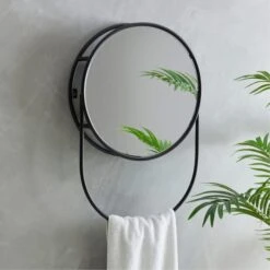 Elements Matte Black Wall Mirror With Storage