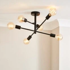 Elements 6 Elements Koppla 6 Light Semi Flush Ceiling Light