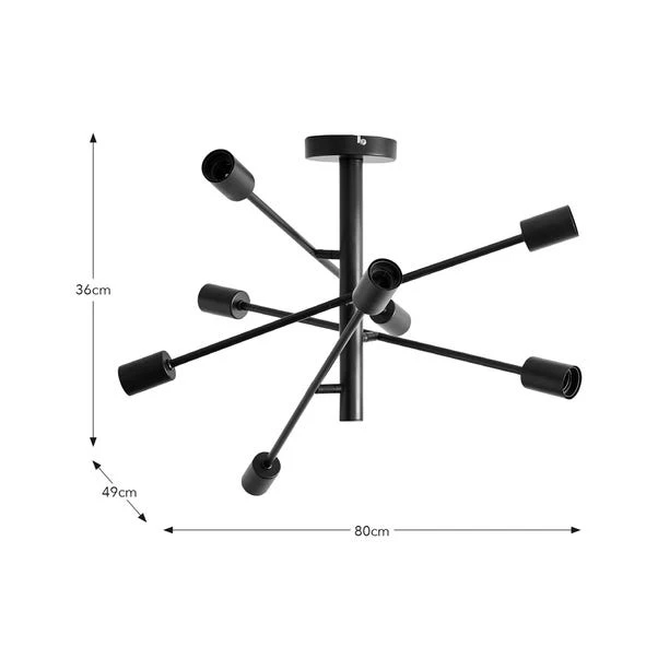 Elements Koppla 8 Light Semi Flush Ceiling Light 8 Elements Koppla 8 Light Semi Flush Ceiling Light - Image 6