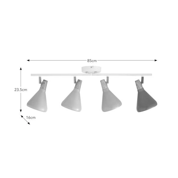 Elements Wolston 4 Light Semi Flush Spotlight Bar 8 Elements Wolston 4 Light Semi Flush Spotlight Bar - Image 6
