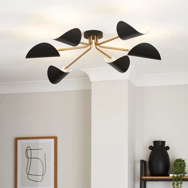 Elements Lyon 6 Light Semi Flush Ceiling Light 3 Elements Lyon 6 Light Semi Flush Ceiling Light