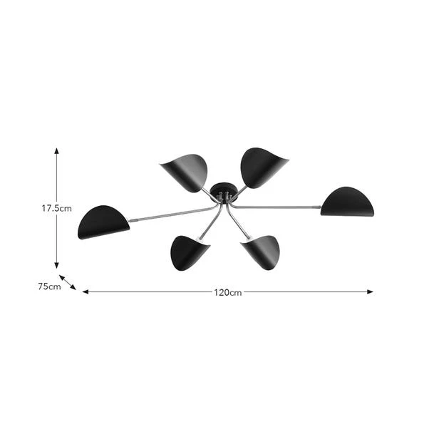 Elements Lyon 6 Light Semi Flush Ceiling Light 8 Elements Lyon 6 Light Semi Flush Ceiling Light - Image 6