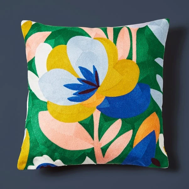 Elements Fieldsley Floral Crewel Square Cushion 4 Elements Fieldsley Floral Crewel Square Cushion - Image 2