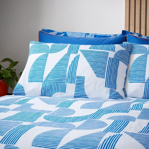 Elements Ezra Blue Cotton Duvet Cover And Pillowcase Set 20 Elements Ezra Blue Cotton Duvet Cover And Pillowcase Set - Image 18