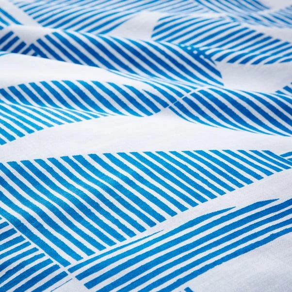 Elements Ezra Blue Cotton Duvet Cover And Pillowcase Set 8 Elements Ezra Blue Cotton Duvet Cover And Pillowcase Set - Image 6