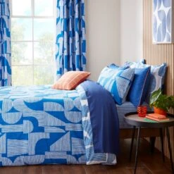Elements Ezra Blue Cotton Duvet Cover And Pillowcase Set 28 Elements Ezra Blue Cotton Duvet Cover And Pillowcase Set -Elements 30902471 alt06