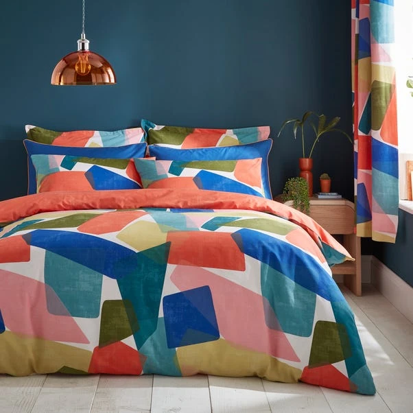 Elements Abstract Blocks Multicoloured Cotton Duvet Cover And Pillowcase Set 7 Elements Abstract Blocks Multicoloured Cotton Duvet Cover And Pillowcase Set - Image 5