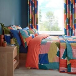 Elements Abstract Blocks Multicoloured Cotton Duvet Cover And Pillowcase Set 25 Elements Abstract Blocks Multicoloured Cotton Duvet Cover And Pillowcase Set -Elements 30903850 alt06